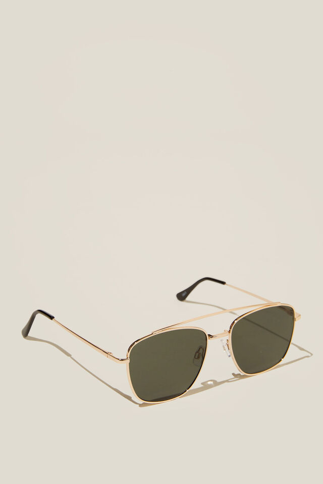 Elle Metal Aviator Sunglasses, GOLD/DARK GREEN