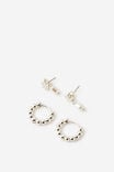 Premium Plated 2Pk Mid Earring, SILVER STARFISH PEARL DROP - example image 1