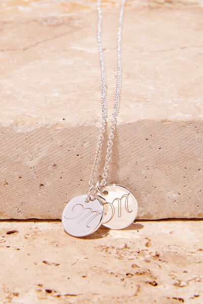 Personalised Premium Pendant Necklace Silver Plate, STERLING SILVER PLATED DOUBLE DISC