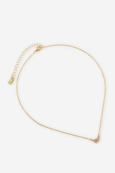 Premium Plated Pendant Necklace, GOLD CUBIC ZIRCONIA CLUSTER
