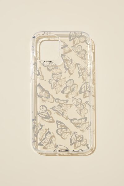 Printed Phone Case Iphone 12/12 Pro, SILVER BUTTERFLIES YARDAGE
