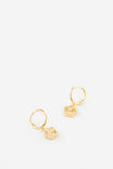 Premium Plated Huggie Hoop Earring, GOLD DAISY - example image 1