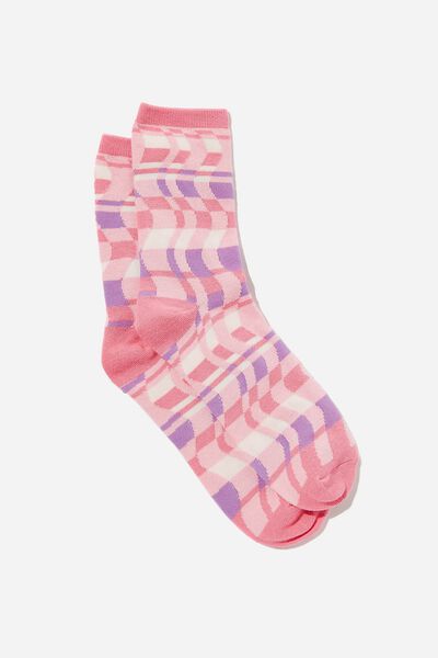 Carrie Crew Sock, JENNA CHECKERBOARD PINK