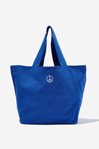 Canvas Tote Bag, COBALT BLUE/PEACE
