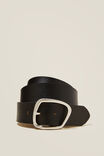 Fifth Ave Leather Belt, BLACK/SILVER - alternate image 1