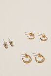 3Pk Small Earring, GOLD PLATED TWIST - alternate image 2