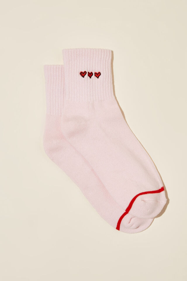 Club House Quarter Crew Sock, ALWAYS CLOSE TO THE HEART/PINK