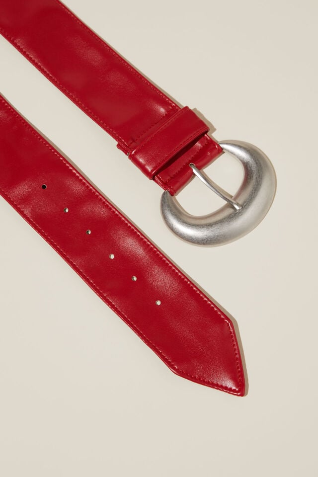 Oversized Soft Belt, RED/SILVER