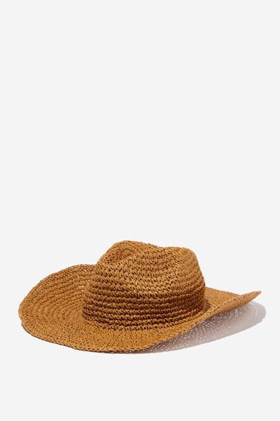 Amber Raffia Cowboy Hat, NATURAL RAFFIA
