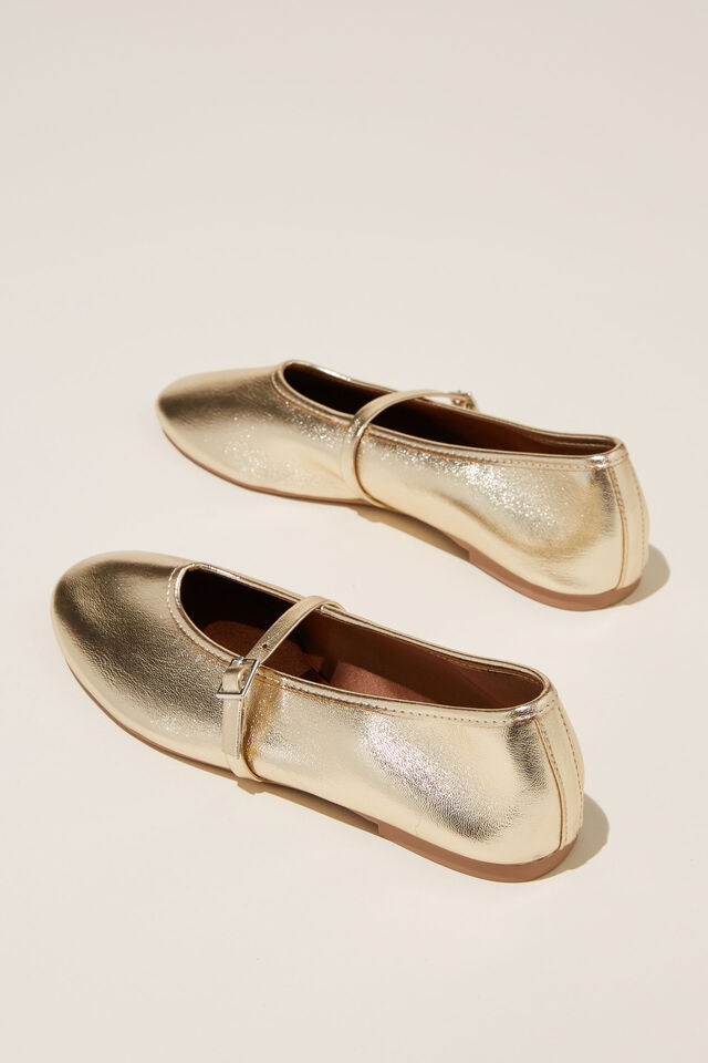 Amy Fine Mary Jane Ballet, GOLD TEXTURED
