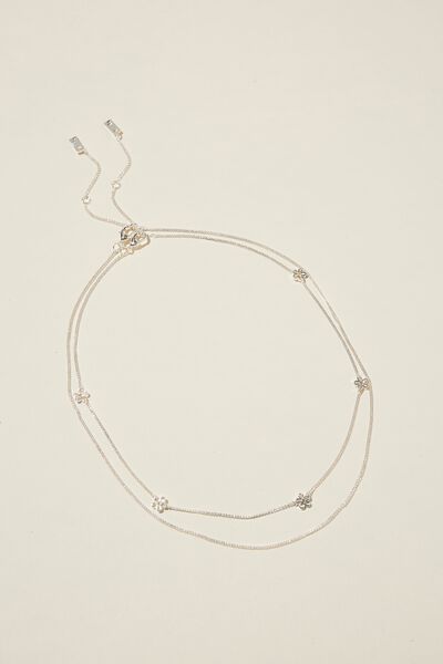 2Pk Fine Chain Necklace, SILVER PLATED FINE DAISY CHAIN