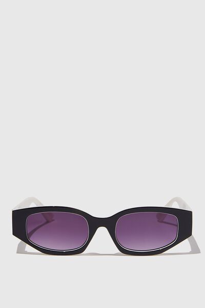 Sophie Angular Sunglasses, BLACK/WHITE