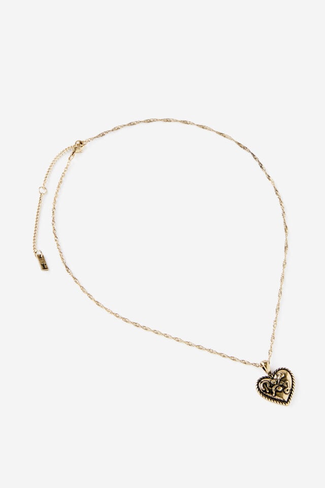 Pendant Necklace, LCN DIS R&J UP GOLD HEART PENDANT