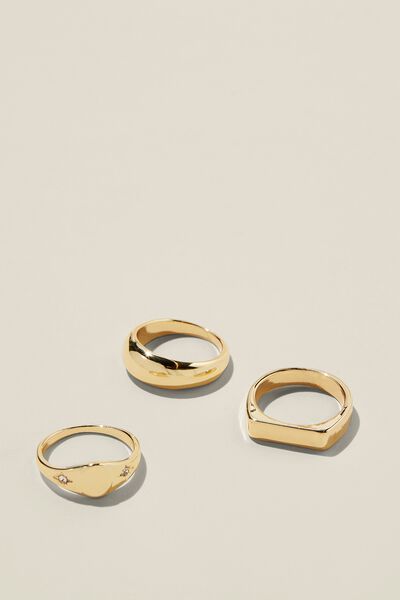 Multipack Rings, GOLD PLATED BAR SIGNET ROUND