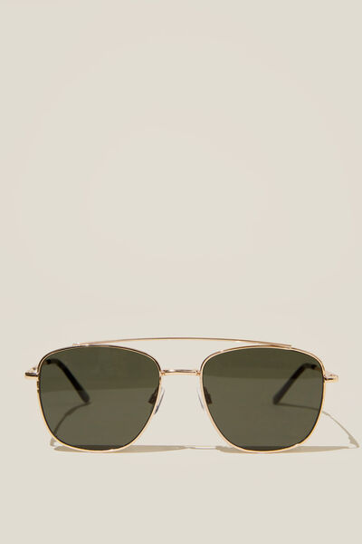 Elle Metal Aviator Sunglasses, GOLD/DARK GREEN