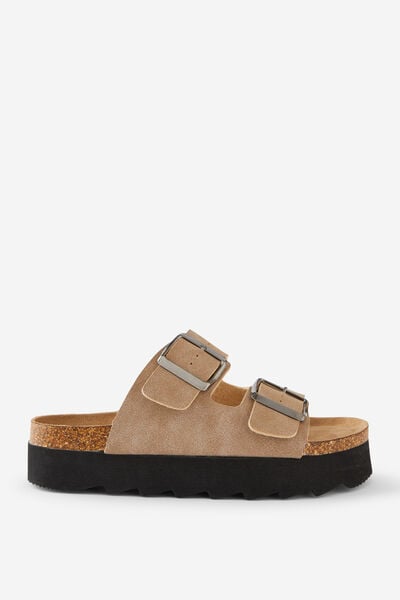 Rex Flatform Buckle Slide, ROEBUCK DISTRESSED