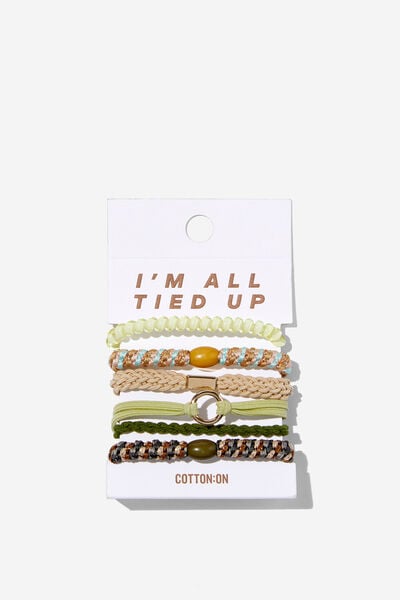 Acessório de cabelo - All Tied Up Hair Tie Pack, GREEN/METALLIC