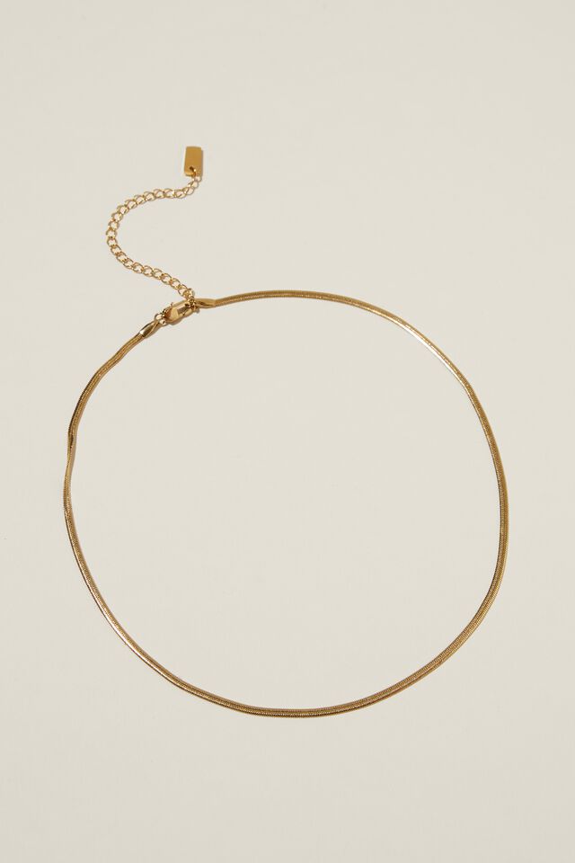 Waterproof Fine Chain Necklace, GOLD PLATED SNAKE CHAIN