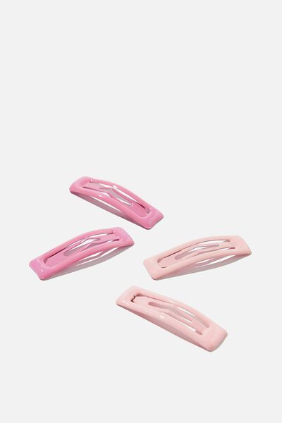 Ryleigh Rectangle Hair Snaps, RETRO PINK