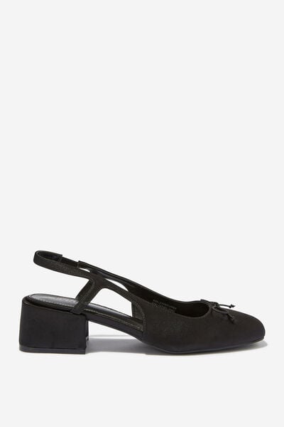 Betty Ballet Block Heel, BLACK SATIN