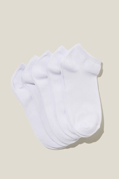 Meias - 5Pk Ankle Sock, WHITE