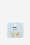 Waterproof Small Hoop Earring, GOLD RIBBED - example image 2
