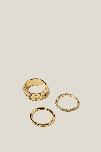 Multipack Rings, GOLD PLATED DIAMANTE CELESTIAL