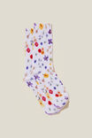 Printed Crew Sock, PRESSED FLOWERS YARDAGE/WHITE - alternate image 1