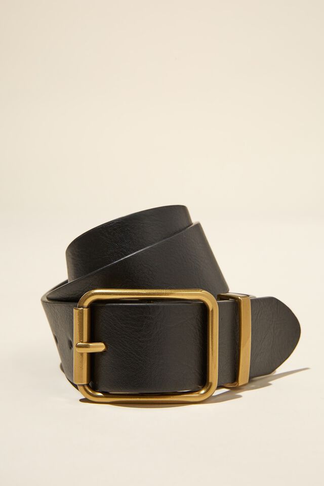 Chunky Dad Belt, BLACK/ANTIQUE GOLD