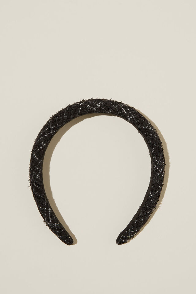 Tiara De Cabelo - Paris Padded Headband, BLACK TWEED