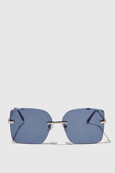 Óculos de Sol - Ava Frameless Square Sunglasses, SILVER/BLACK