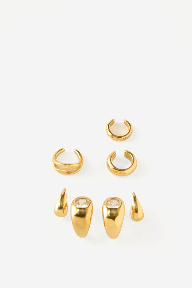 Rubi X Luyanda Zwane, WATERPROOF EARRING CUFF GOLD DIA TEAR DROP