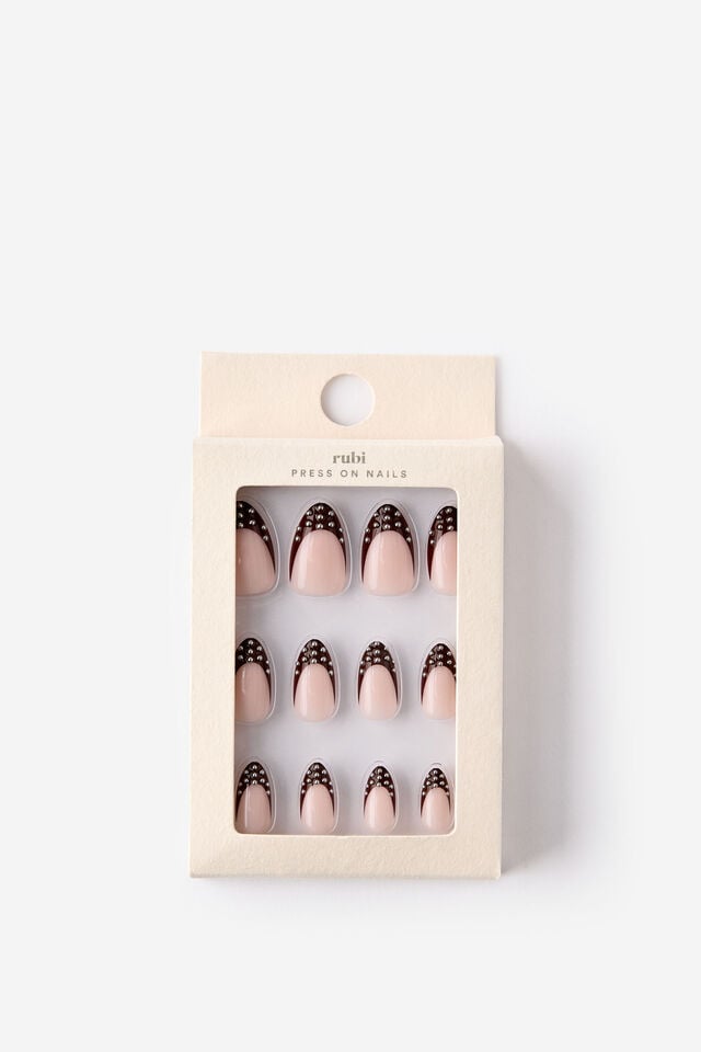 Press On Nails, POMEGRANATE STUDDED FRENCHY.