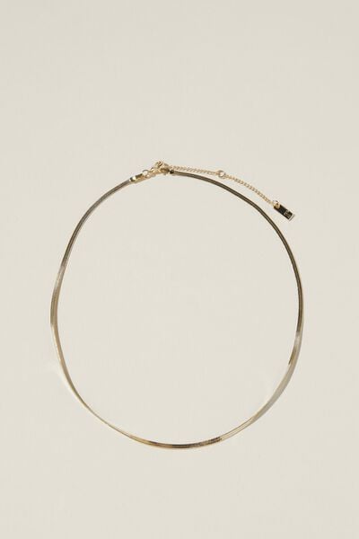 Fine Chain Necklace, GOLD PLATED FINE HERRINGBONE