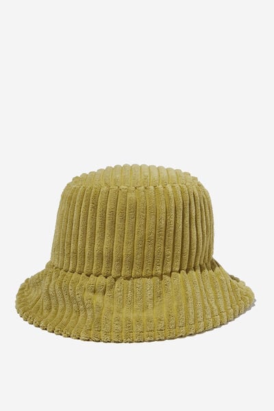 Bianca Textured Bucket Hat, GREEN CORD