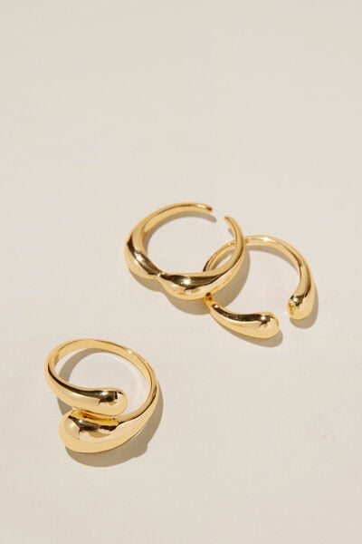 Anel - Multipack Rings, GOLD PLATED BUBBLE
