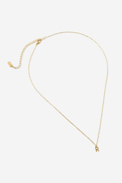 Waterproof Pendant Necklace, GOLD INITIAL R CLASSIC FINE CHAIN