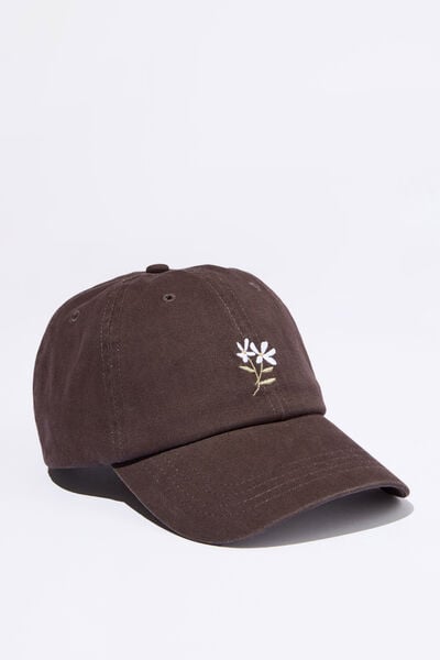 Classic Dad Cap, HAND DRAWN FLOWERS/CHARCOAL