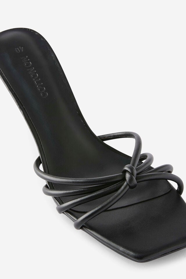 Penny Strappy Kitten Heel, BLACK PU