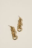 Mid Charm Earring, GOLD PLATED CHAIN DROP EARRING - alternate image 1