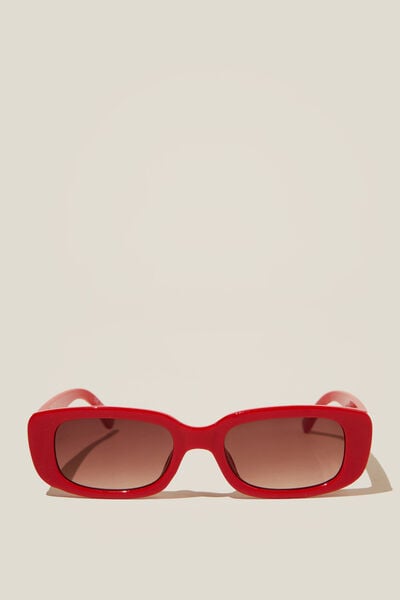 Abby Rectangle Sunglasses, SCARLET RED