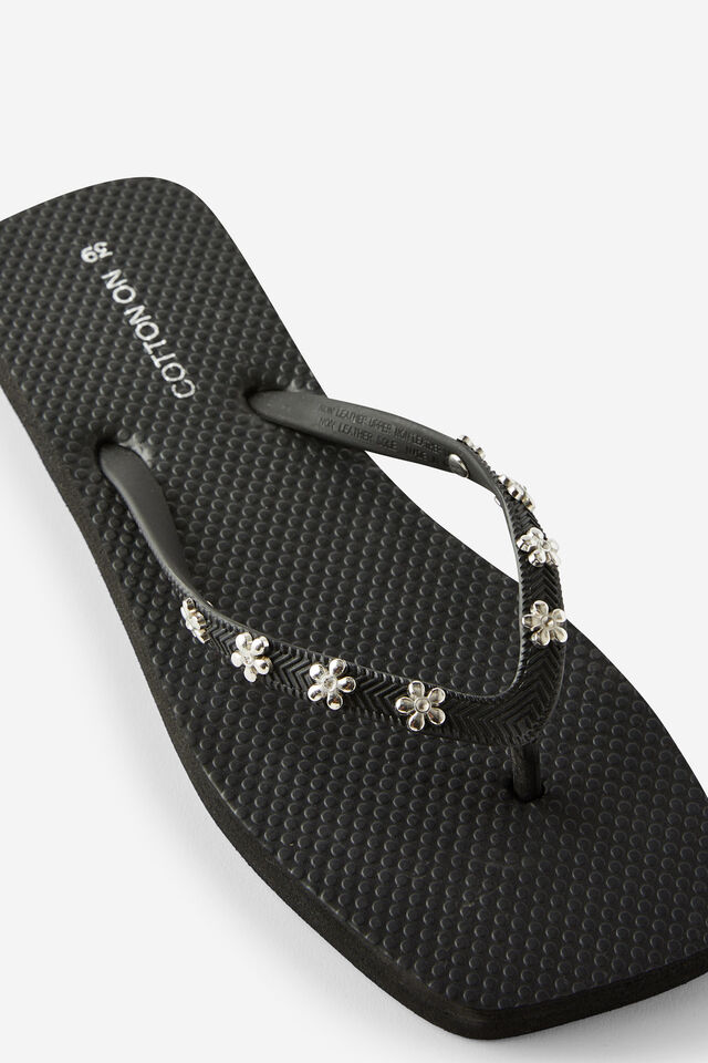 Charm Flip Flop, BLACK/FLOWERS
