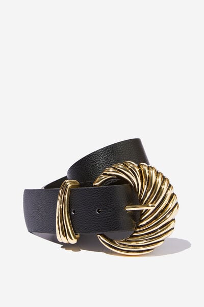 Aspen Statement Belt, BLACK/ANTIQUE GOLD