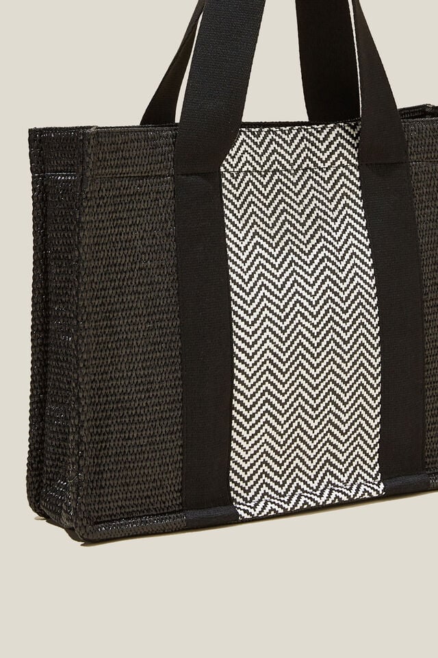 The Stand By Tote, BLACK WOVEN TEXTURE