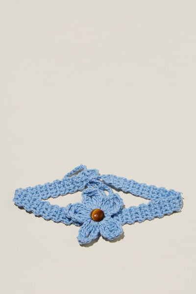 Choker Necklace, BLUE CROCHET FLOWER