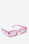 Abby Rectangle Sunglasses, HOT PINK CRYSTAL