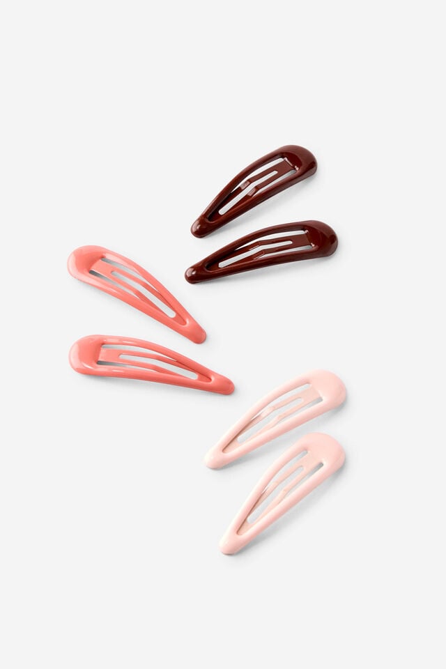 Hair Clips, BURGUNDY/PINK/PALE PINK SNAP