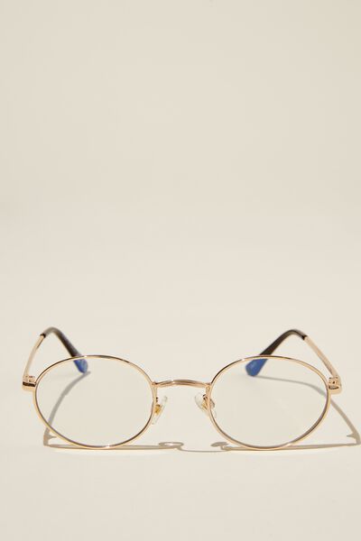 Tasha Metal Blue Light Glasses, GOLD