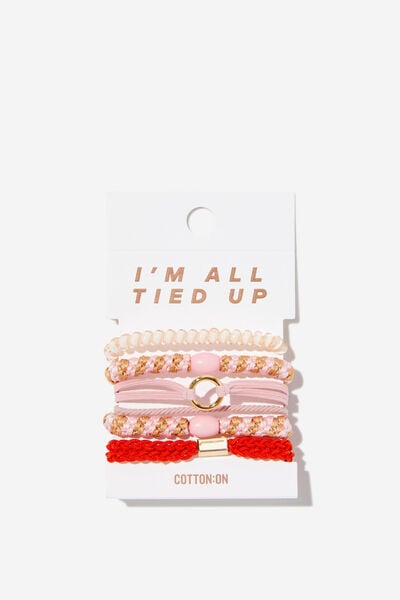 Acessório de cabelo - All Tied Up Hair Tie Pack, PINK RED/METALLIC