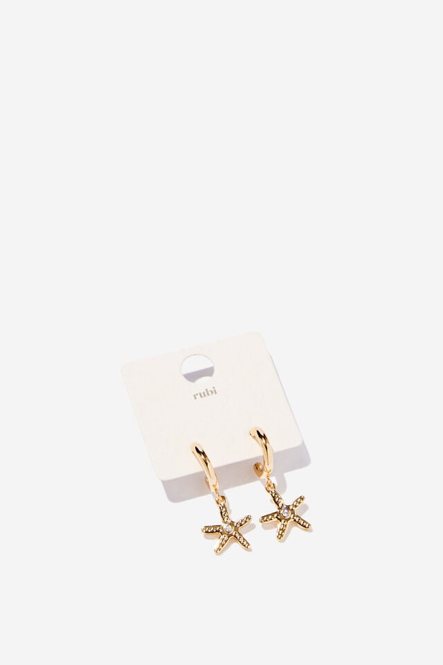 Huggie Hoop Earring, UP STARFISH GOLD